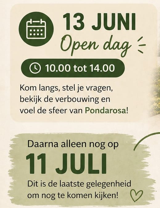 Nog twee keer een Open Dag bij Pondarosa